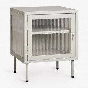 Pack De 2 Mesas De Cabeceira Retangulares 45x40 Cm Em Aço E Vidro Paoline Verde Cáqui - Sklum