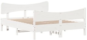 Cama sem colchão 140x190 cm madeira de pinho maciça branco