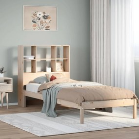 vidaXL Cama com estante sem colchão 90x200 cm pinho maciço