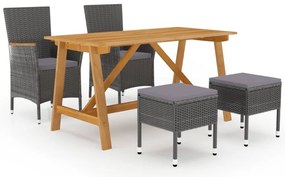 5 pcs conjunto de jantar para jardim cinzento