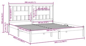 Estrutura de cama 200x200 cm madeira de pinho maciça