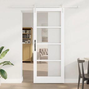 Porta Deslizante com Conjunto de Ferragem 'ORKDAL'Branca Madeira Sólid