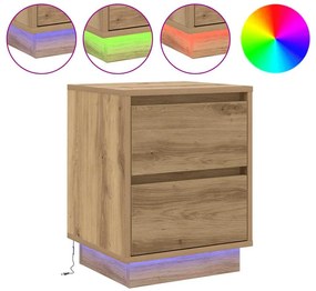 Criados-mudos com Luzes LED 2 pcs Carvalho Artesanal 39x34.5x50 cm