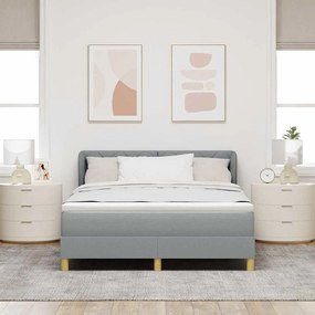 Cama Box Spring com Colchão vidaXL Cinza Claro 140x200 cm Tecido