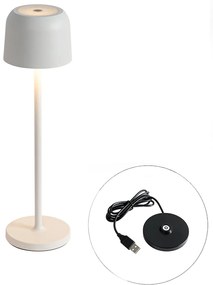 LED Candeeiro de mesa branco-queimado recarregável com estação de carregamento - Raika Moderno