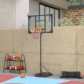 Cesto de basquetebol para crianças, altura ajustável entre 210 e 260 cm (exterior e interior), com rodas e base de lastro, azul e preto
