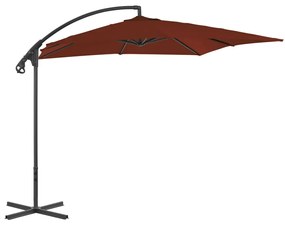 312511 vidaXL Guarda-sol cantilever com poste de aço 250x250 cm terracota
