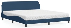 vidaXL Cama com colchão Dover 180x200 cm tecido azul