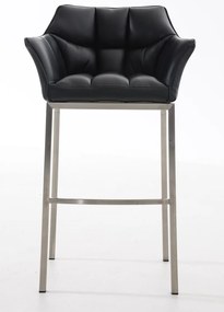 Banco de bar Damaso em couro sintético e com estrutura prateada 64 x 110 x 48 cm Preto