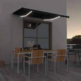 Toldo retrátil manual c/ LED 350x250 cm antracite