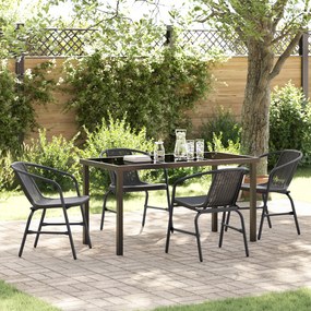 vidaXL Conjunto de Jantar de Jardim 5 Peças Preto Rattan Plástico