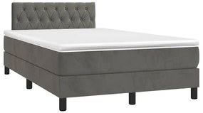 Cama box spring colchão LED 120x190cm couro artif. cinza-escuro