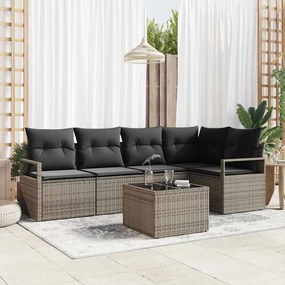 Conjunto de Sofá de 5 Peças para Jardim com Almofadas Preto Rattan Sintético