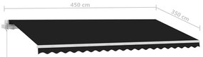 Toldo retrátil manual independente 450x350 cm antracite