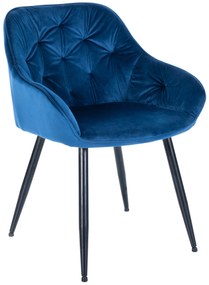 Cadeira de sala de jantar Cassis com estofo em veludo 81 x 56 x 58 cm Azul