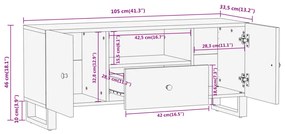 Móvel de TV 105x33,5x46 cm mangueira maciça castanho e preto