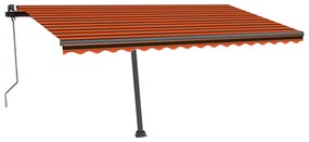 Toldo automático independente 450x350 cm laranja e castanho