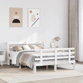 Estrutura de cama c/ cabeceira sem colchão 140x190 cm branco