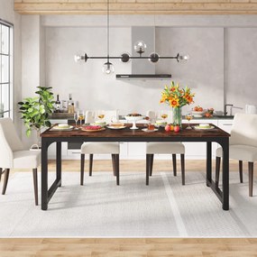 Tribesigns 71 x 35 4 mesa de bolo industrial para 6 8 assentos com pernas de metal pesado