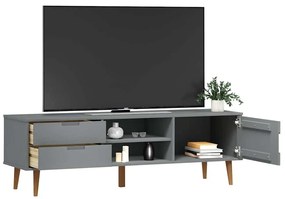 Móvel de TV MOLDE 158x40x49 cm pinho maciço cinzento