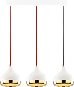Candeeiro de Teto Yildo - Branco, Vermelho, Dourado - 67 x 17 cm