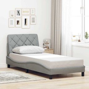 vidaXL Estrutura de cama sem colchão 90x190 cm tecido cinzento-claro