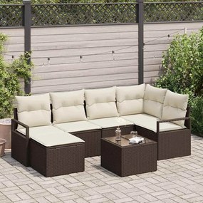 Conjunto de Sofá de Jardim de 6 Peças com Almofadas Rattan Polido Cinza
