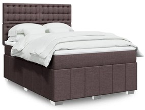 Cama com molas/colchão 140x200 cm tecido castanho-escuro