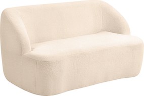 Sofá de 2 lugares em tecido bouclé, 142 (L) x 85 (P) x 73,5 (A) cm, com encosto e assento curvos, não requer montagem, bege