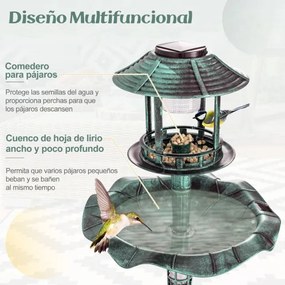 Banheira de pássaros solar de jardim exterior iluminado Vintage 2 lâmpadas alimentadas por energia solar Verde