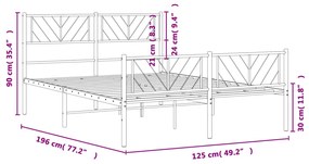 Estrutura de cama com cabeceira e pés 120x190 cm metal preto