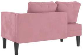 Chaise longue com almofadões veludo rosa