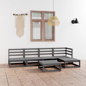 vidaXL 6 pcs conjunto lounge de jardim pinho maciço cinzento