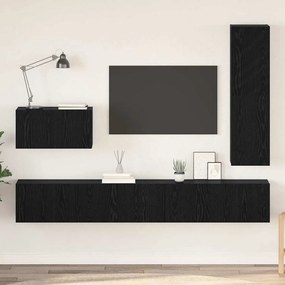 vidaXL Conjunto de móvel de TV 4 pcs Carvalho Preto 30.5 x 30 x 110 cm