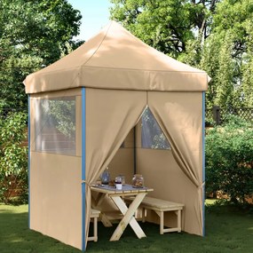 vidaXL Tenda para festas pop-up dobrável com 4 paredes laterais bege