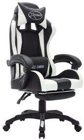 Cadeira estilo corrida luzes LED RGB couro artif. branco/preto