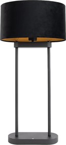 Candeeiro de mesa preto com abajur oval preto 35cm - Thijmen