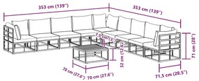 Conjunto de Sofá de Jardim 10 pcs Preto 70 x 70 x 32 cm