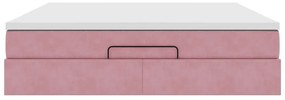 Estrutura de cama otomana com colchão 160x200 cm veludo rosa