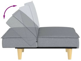 Sofá-cama tecido cinzento-claro