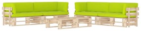 vidaXL 6 pcs conj. lounge paletes c/ almofadões pinho impregnado