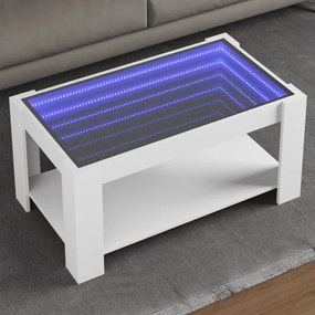 Mesa de centro c/ LEDs 93x53x45 cm derivados de madeira branco