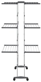 Estendal com 3 prateleiras/rodas 60x70x129 cm prateado