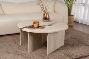 Mesa de Centro "Moira" – Travertine, Ø90x41 cm, Design Rústico Moderno