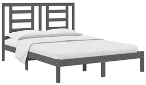 Estrutura de cama king 150x200 cm pinho maciço cinzento