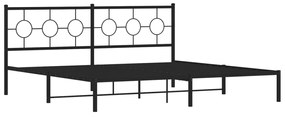 Estrutura de cama com cabeceira 200x200 cm metal preto