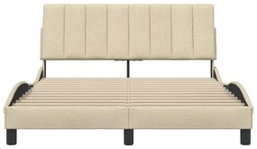 Estrutura de cama sem colchão 140x200 cm tecido cor creme
