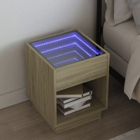 vidaXL Mesa de cabeceira c/ LED Infinity 40x40x50 cm carvalho sonoma