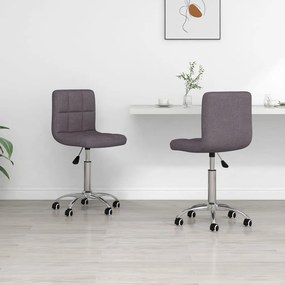 vidaXL Cadeiras de jantar giratórias 2 pcs tecido cinzento-acastanhado