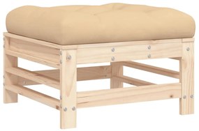 Apoios de pés p/ jardim c/ almofadões 2 pcs pinho maciço
